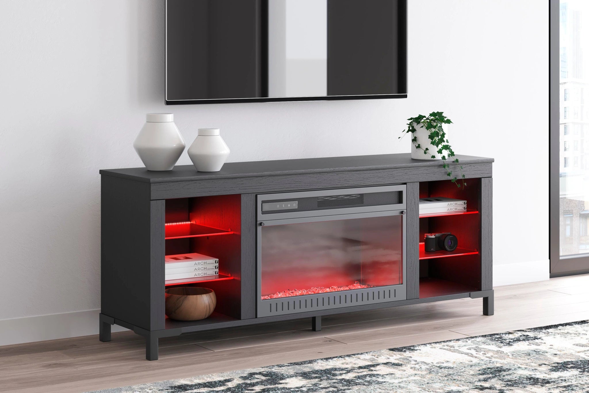 Mueble para TV Cayberry de 60" con chimenea eléctrica