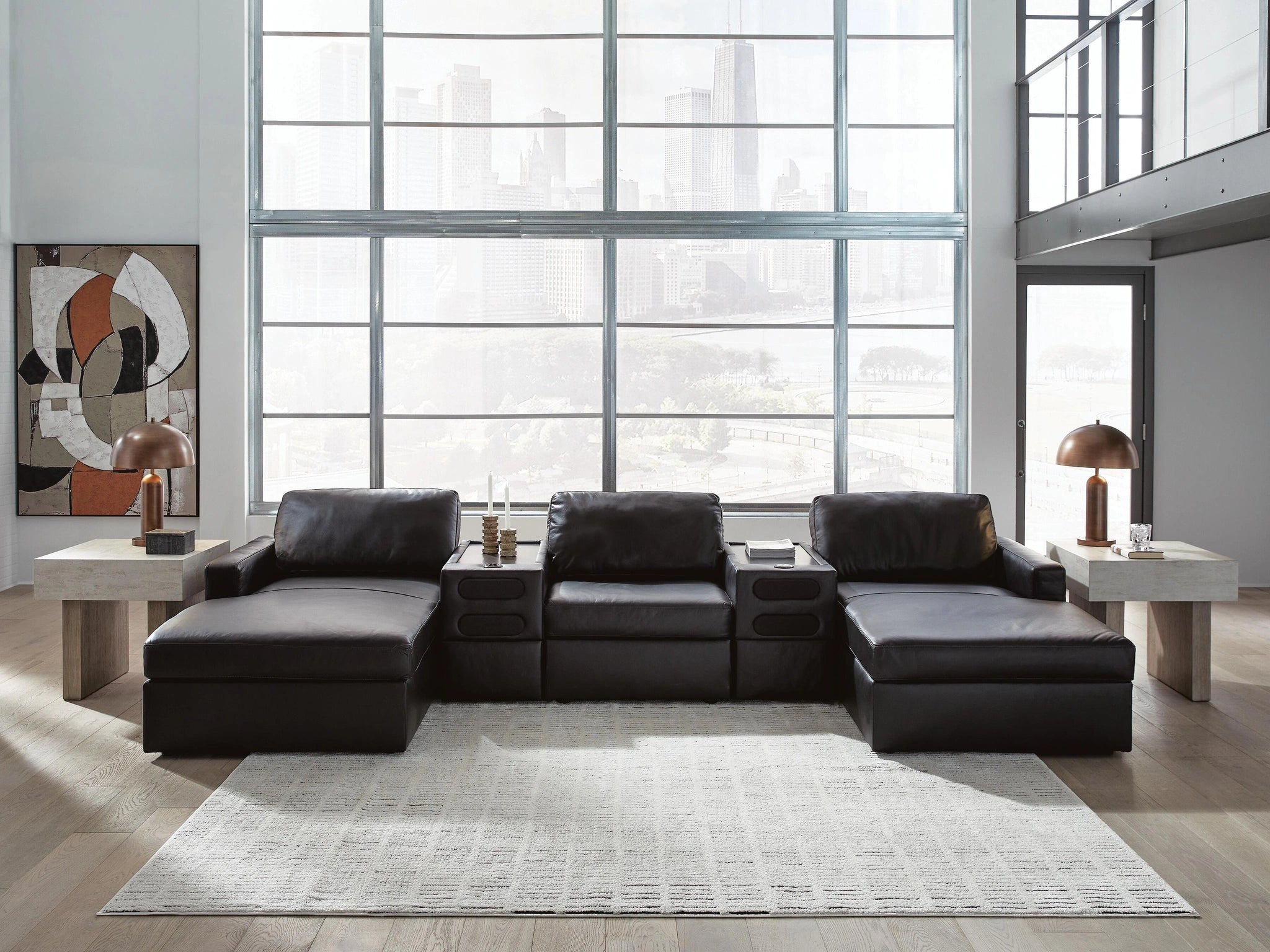 Sofá modular doble chaise Modmax II con consolas de audio