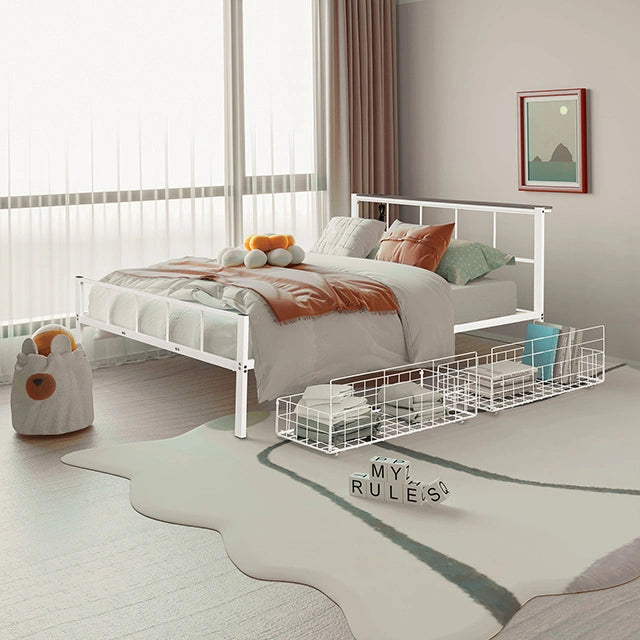 Cama de metal Nicoli Queen con almacenamiento inferior