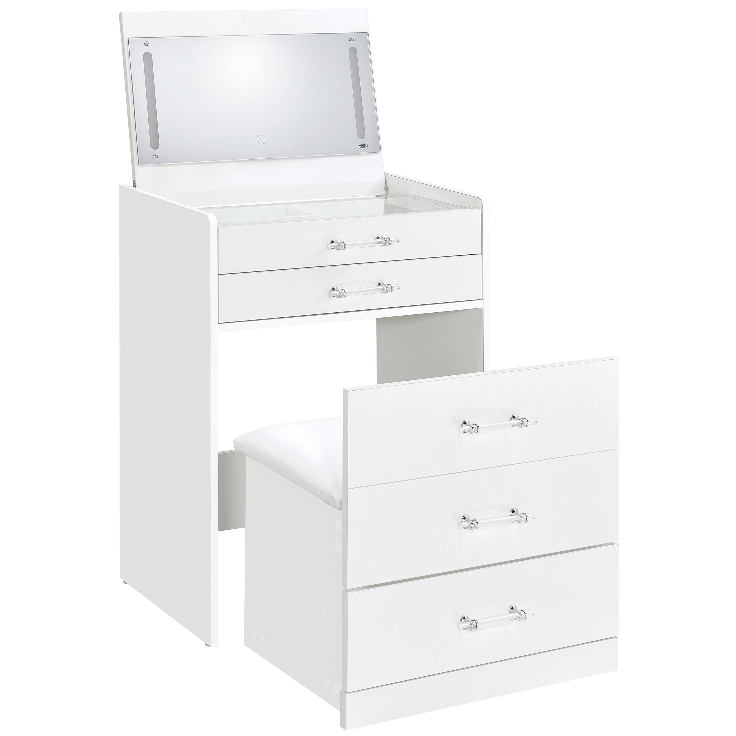 Mesa de tocador Danbury con espejo LED y taburete