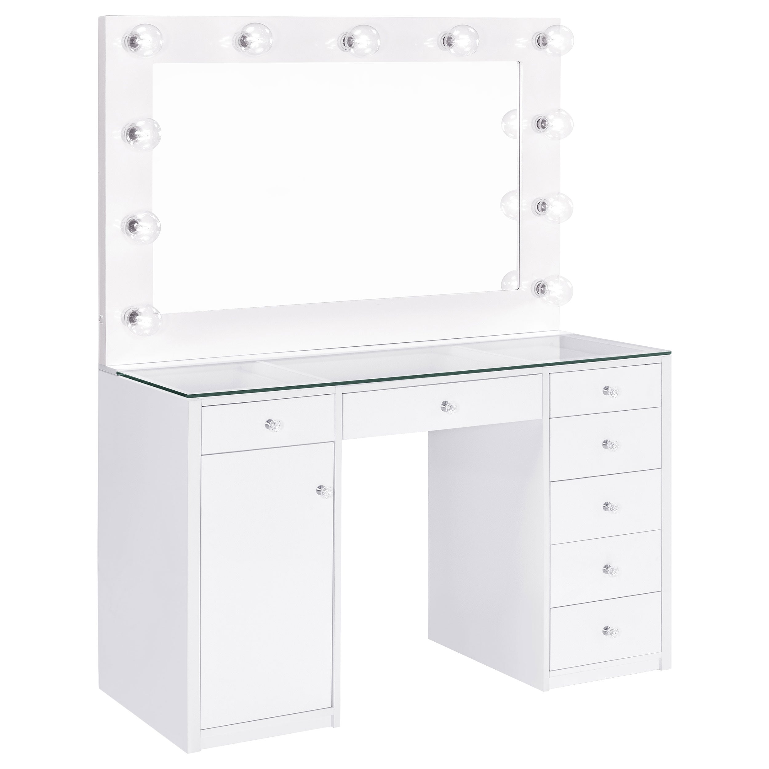Tocador de maquillaje Acena con espejo LED