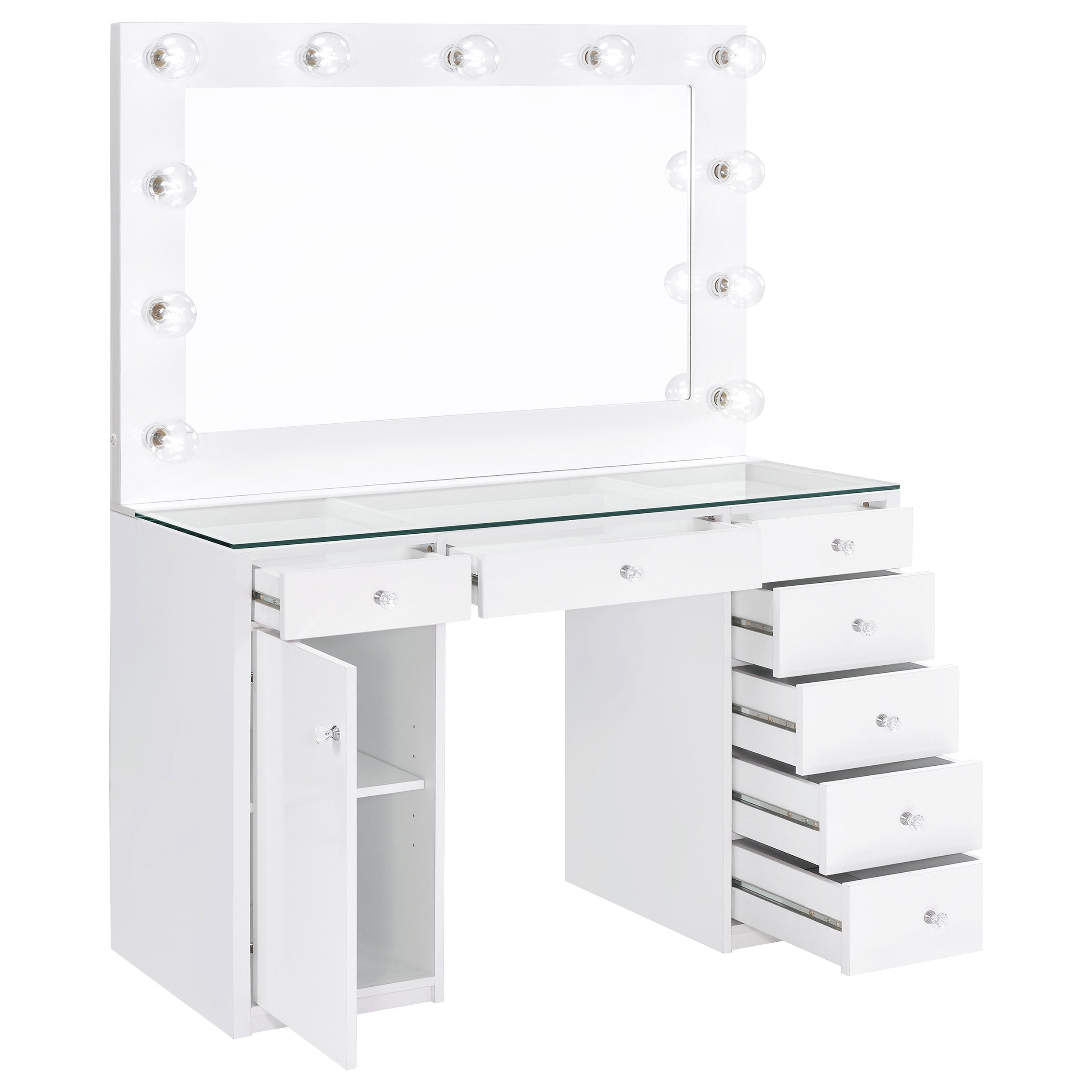 Tocador de maquillaje Acena con espejo LED