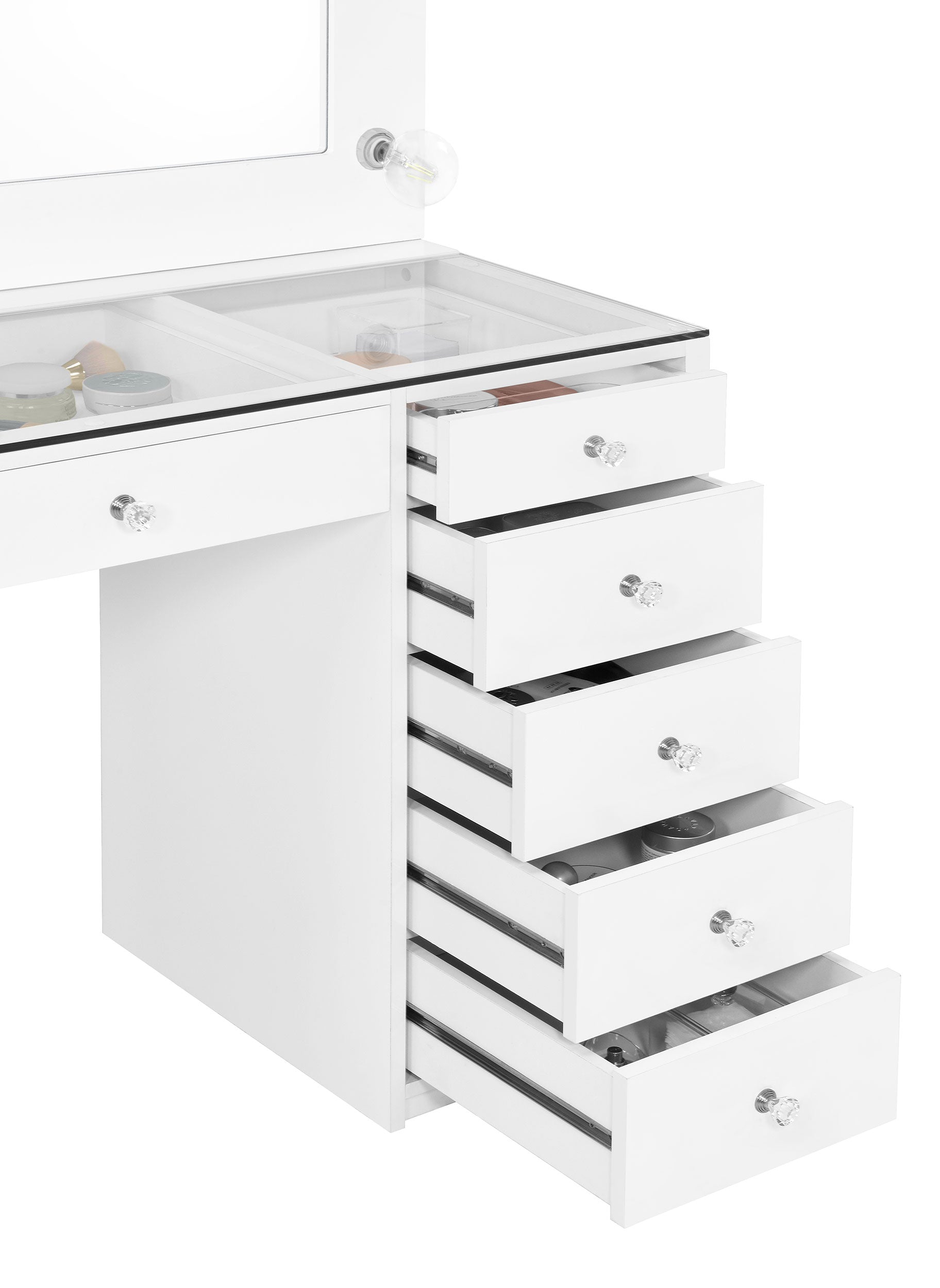 Tocador de maquillaje Acena con espejo LED