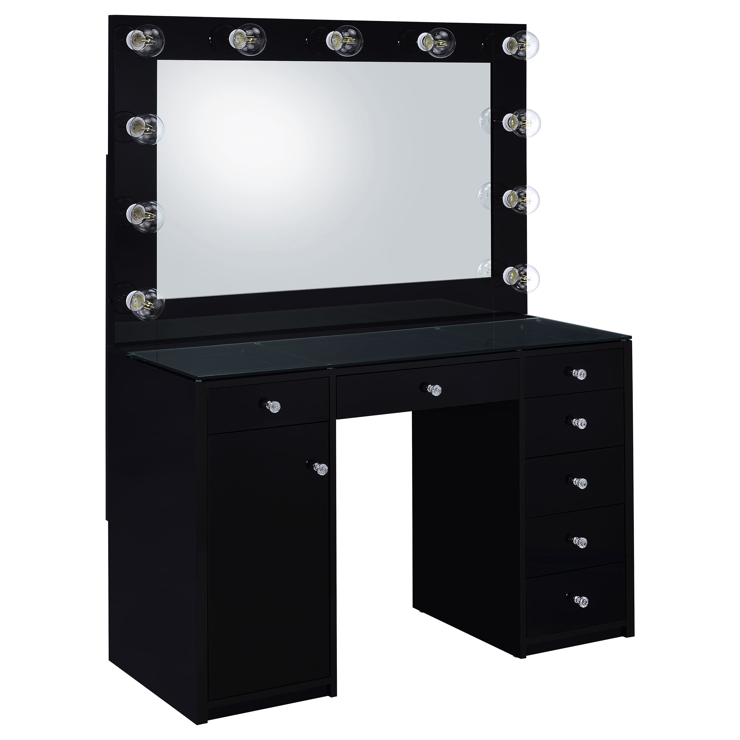 Tocador de maquillaje Acena con espejo LED