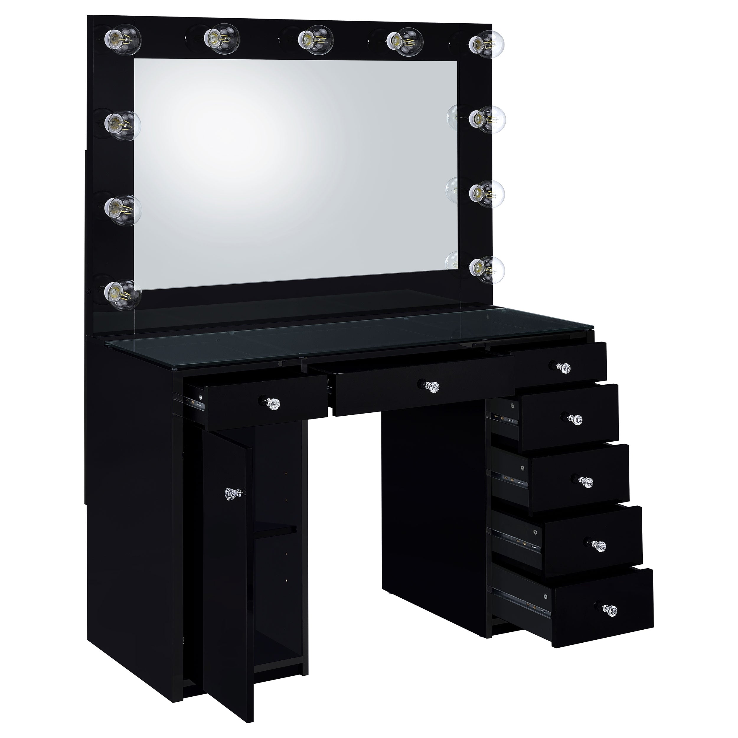 Tocador de maquillaje Acena con espejo LED