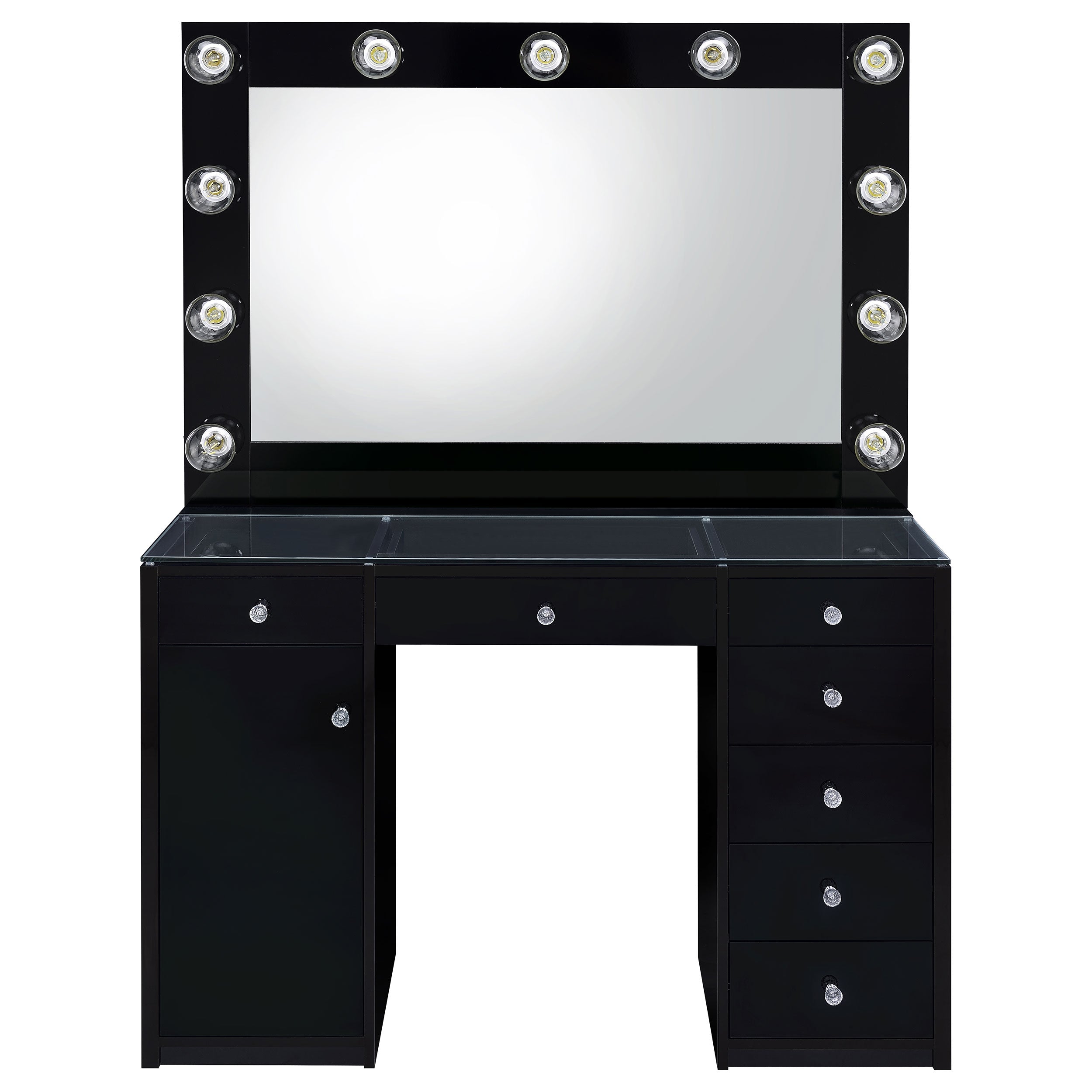 Tocador de maquillaje Acena con espejo LED