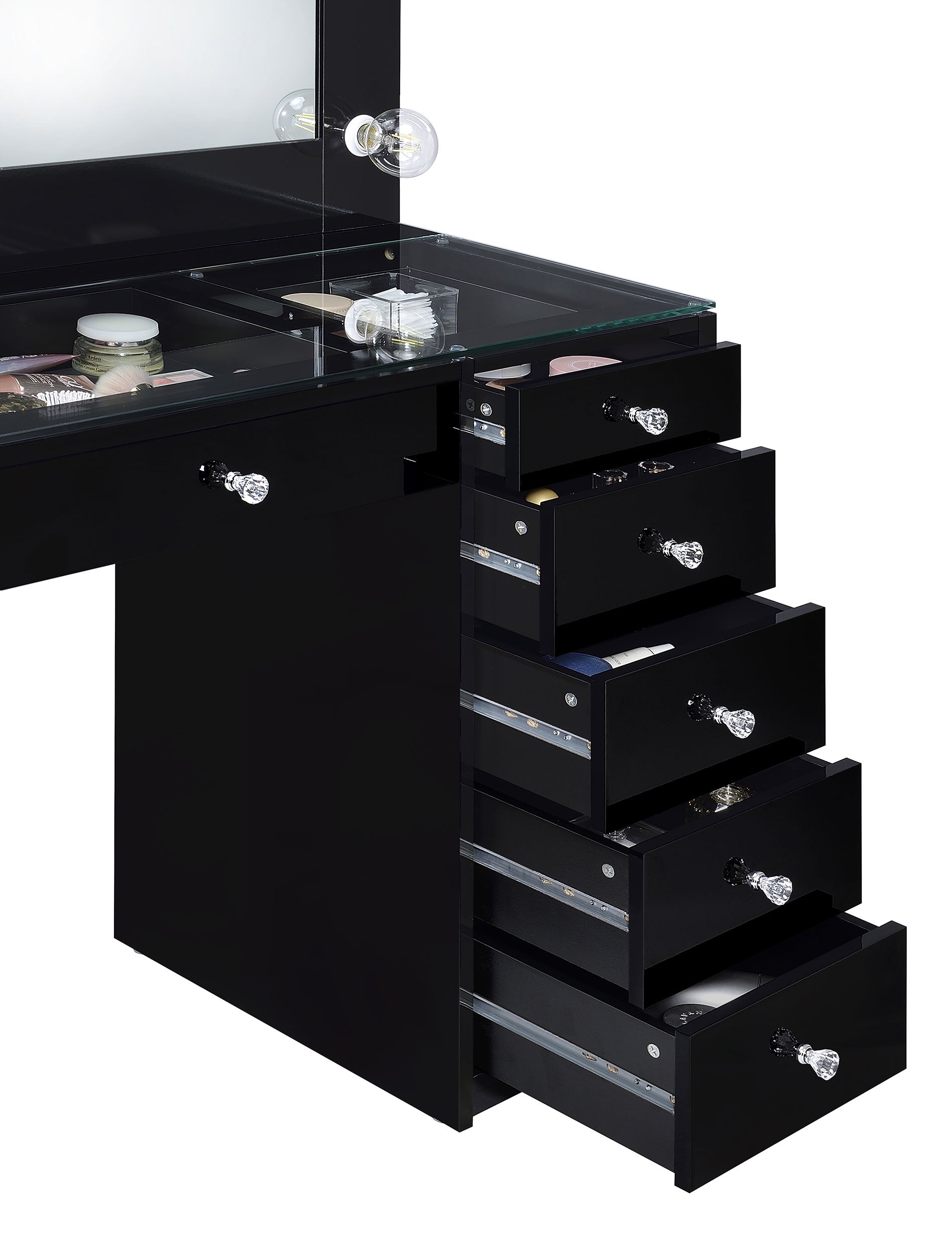 Tocador de maquillaje Acena con espejo LED
