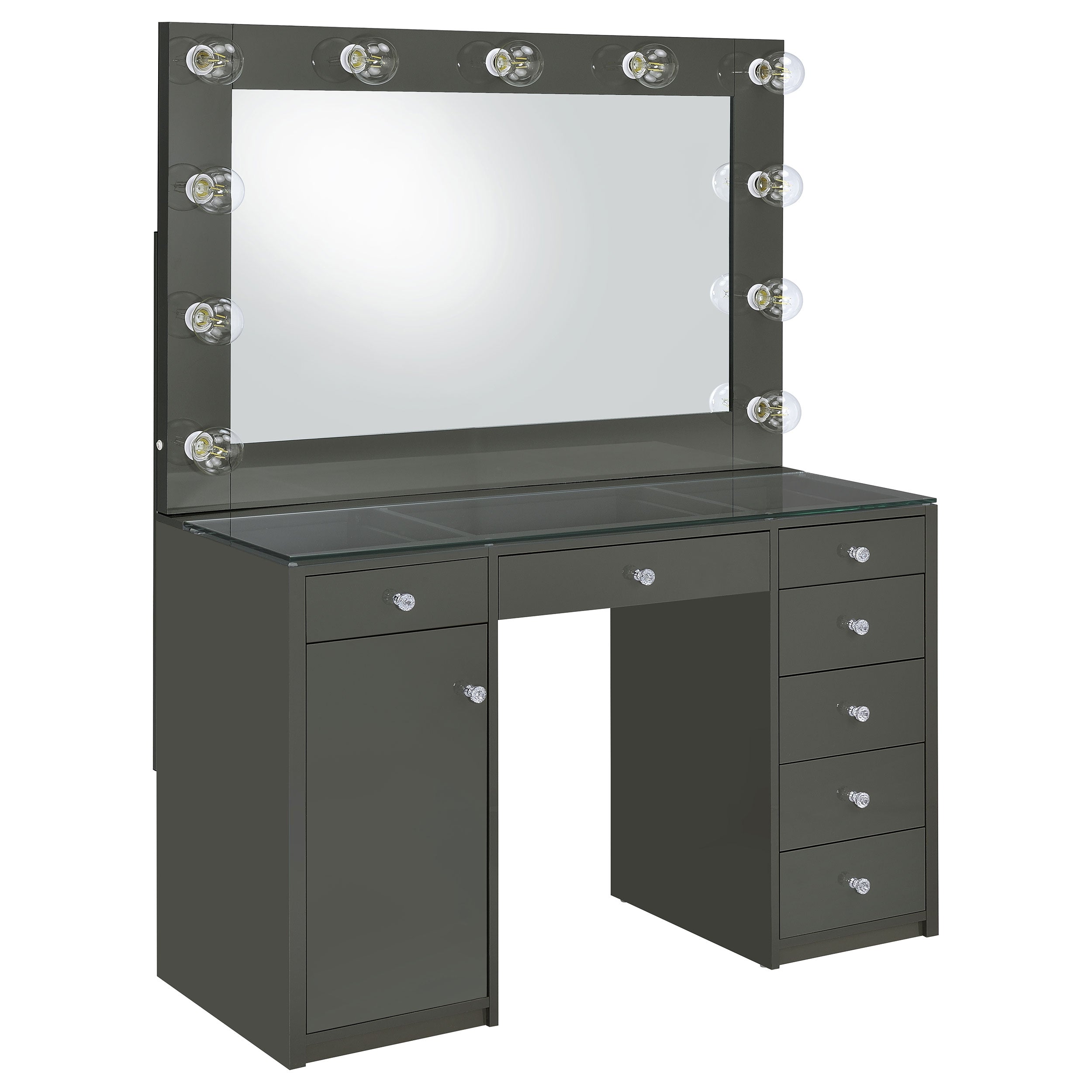 Tocador de maquillaje Acena con espejo LED