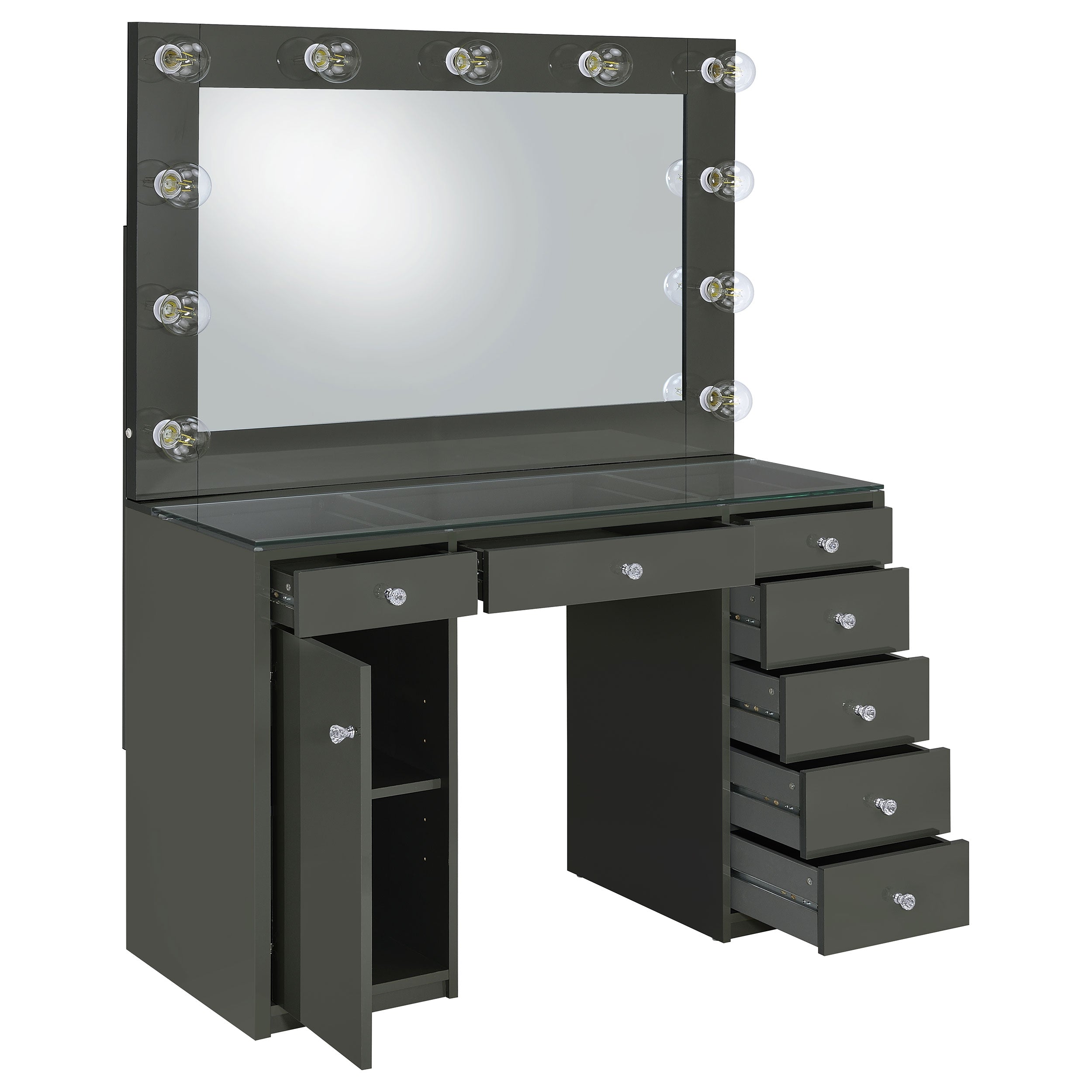 Tocador de maquillaje Acena con espejo LED