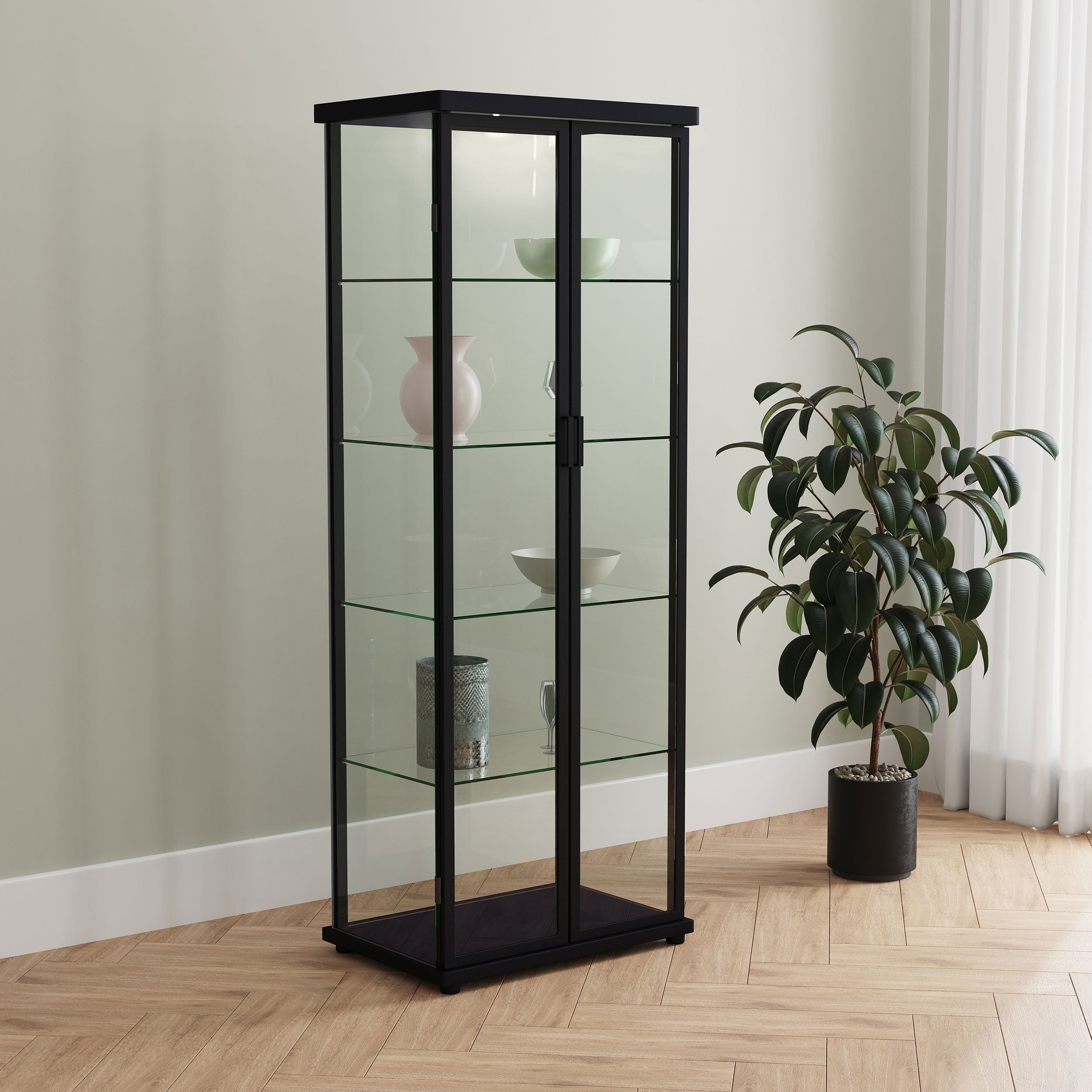 Aero Curio Cabinet with LED Lighting