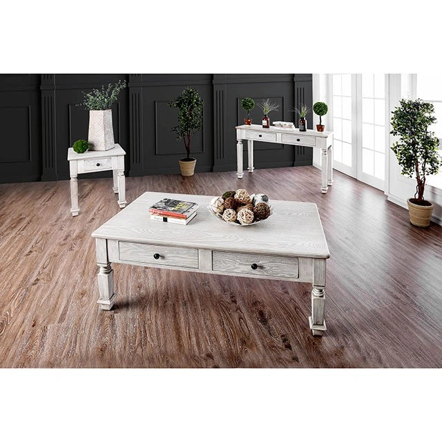 Mesa auxiliar Joliet de color blanco antiguo