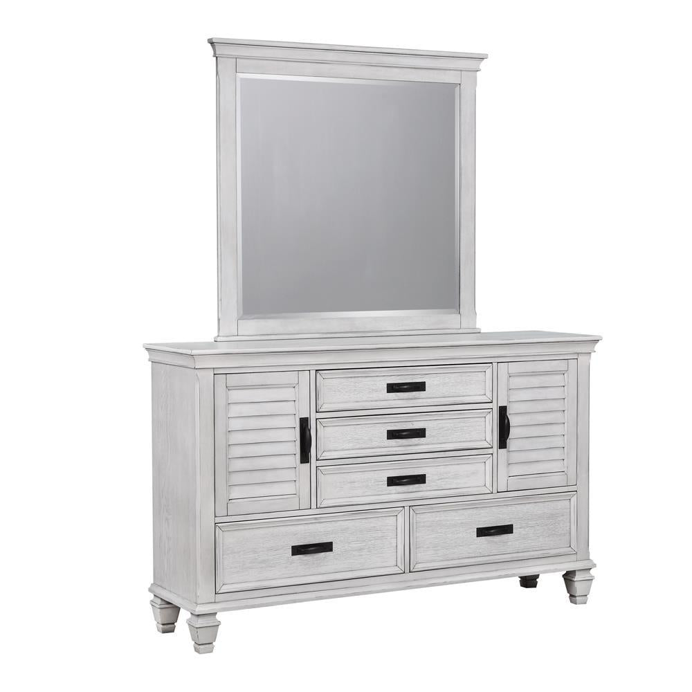 Espejo de cómoda rectangular Franco, blanco antiguo