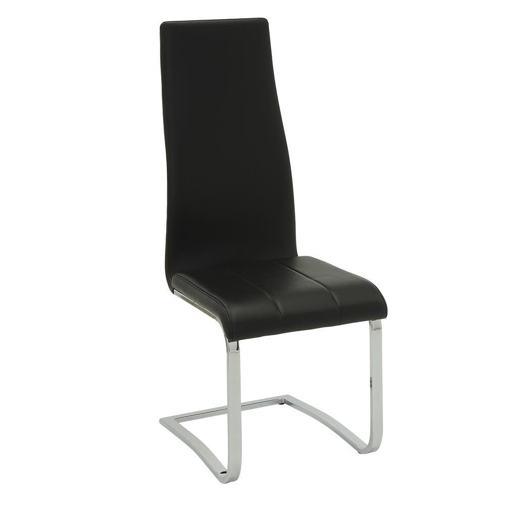 Sillas de comedor de respaldo alto Montclair, negras y cromadas (juego de 4)