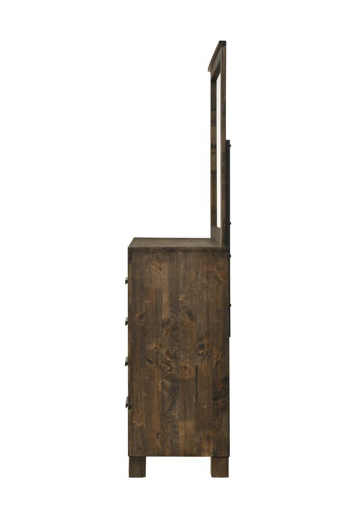 Espejo de cómoda rectangular Woodmont marrón dorado rústico
