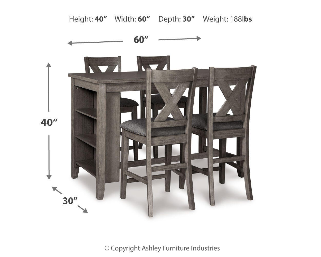 Juego de comedor de altura de mostrador Caitbrook