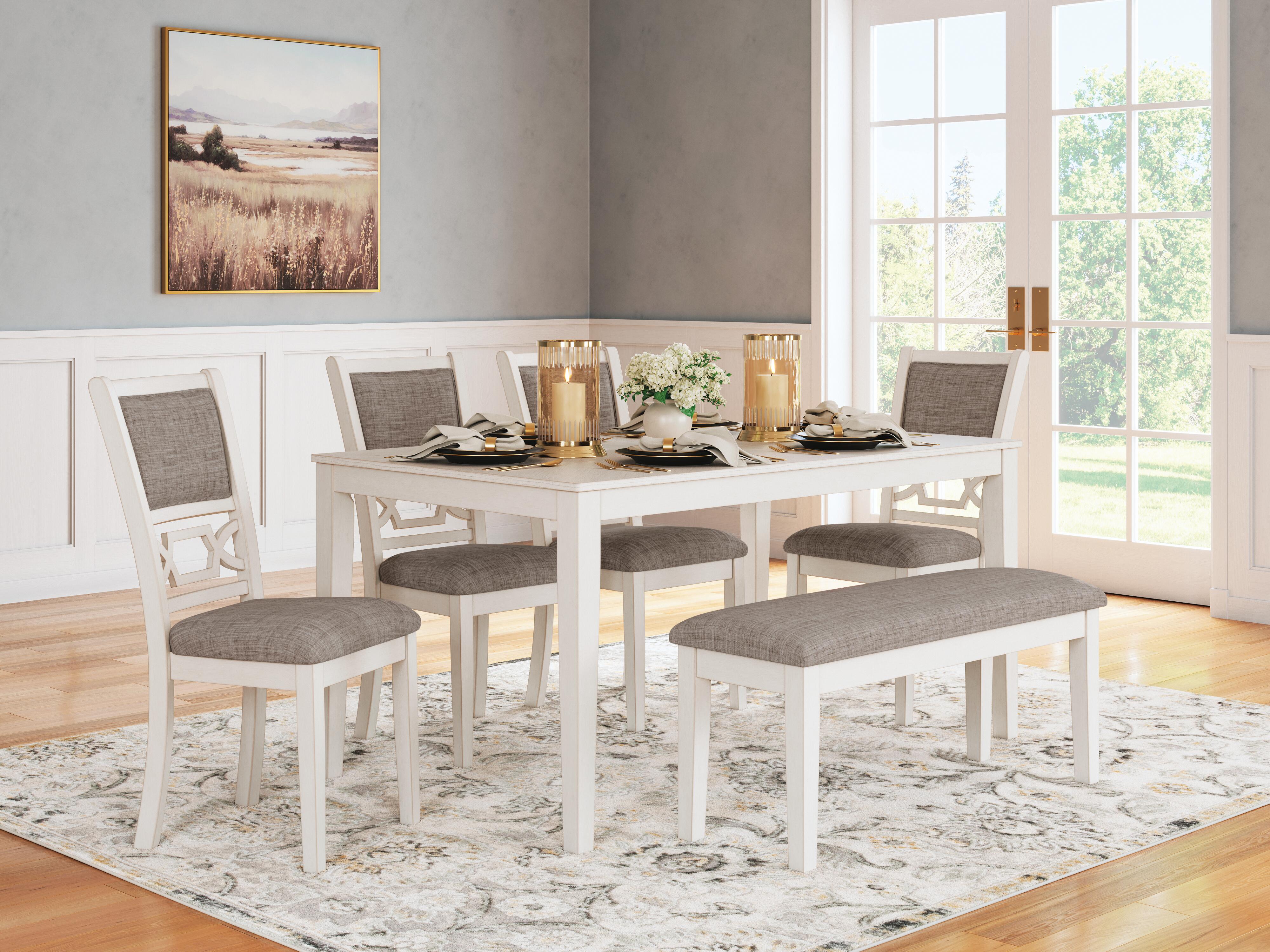 Mesa de comedor Erinberg con 4 sillas y banco (juego de 6 piezas)