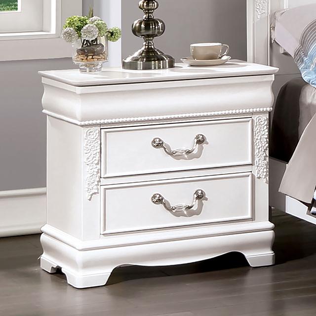 Mesita de Noche ALECIA con USB, Blanca