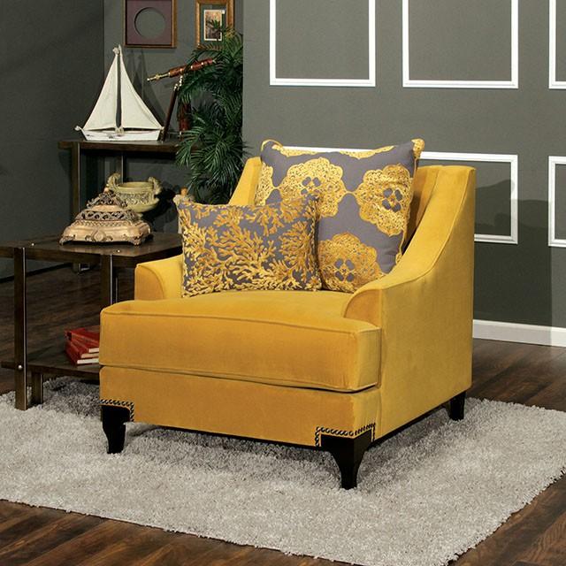 Sillón Wolver dorado/gris, dorado