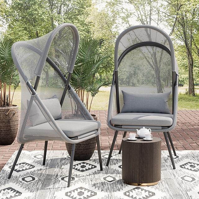 Silla plegable Alverta gris y negra (2/caja)