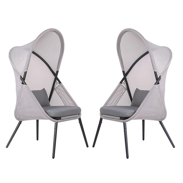 Silla plegable Alverta gris y negra (2/caja)