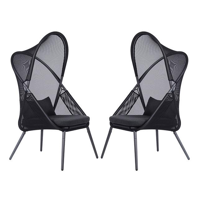 Silla plegable Alverta gris y negra (2/caja)