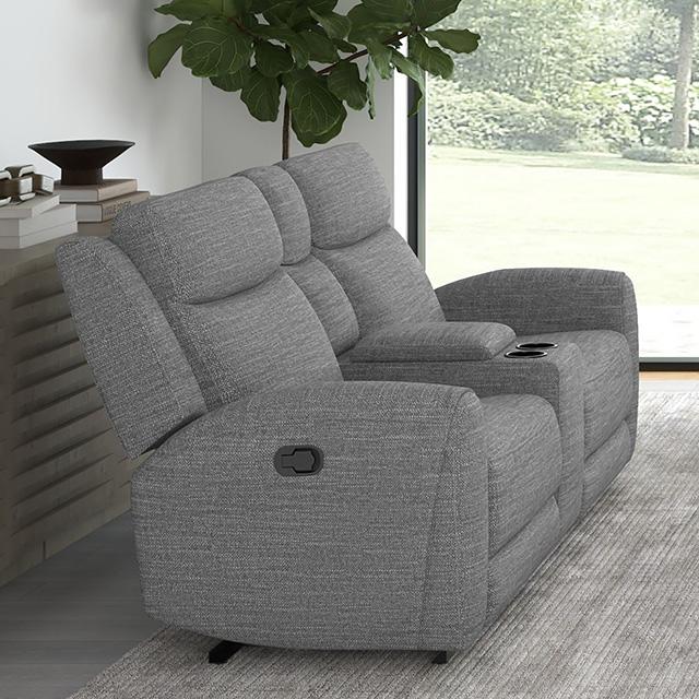 Sofá biplaza reclinable manual Antonius con consola