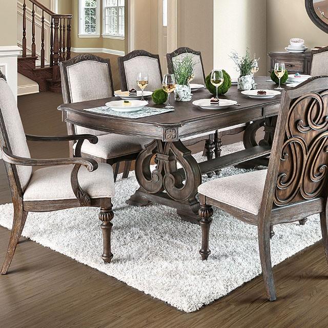 ARCADIA Mesa de Comedor Rústica Tono Natural, Marfil