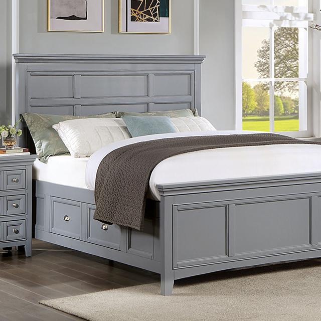 Cama Queen CASTLILE, gris