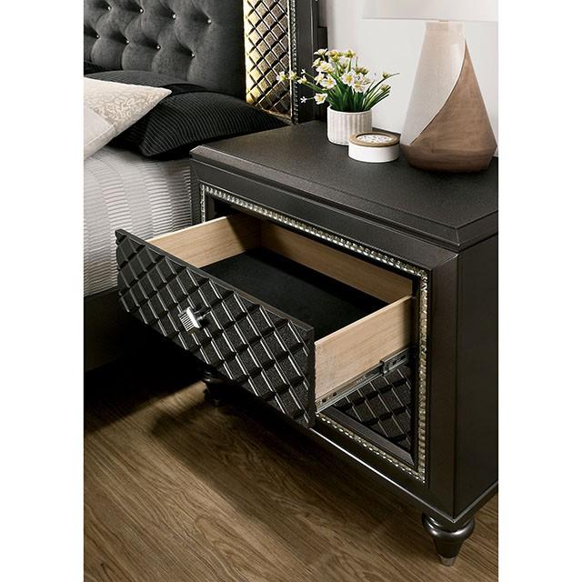 Mesa de noche Demetria gris metálico