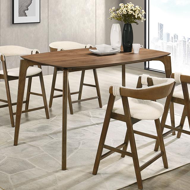 Ebikon juego de mesa alta de 5 piezas con superficie color nogal
