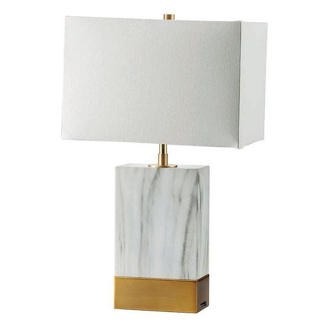 Lámpara de mesa Faith de mármol blanco/dorado de 50,8 cm de alto