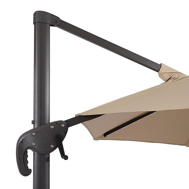 Sombrilla redonda Fera de 3 m con bombilla LED y base grande de 94 cm