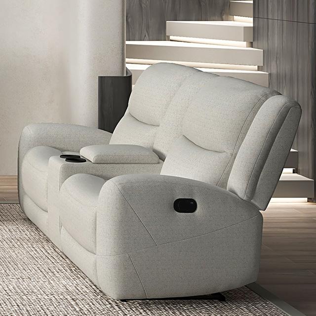Sofá biplaza reclinable manual Giraldus con consola
