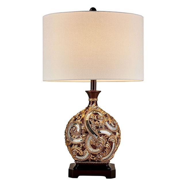 Lámpara de mesa Guadalupe Dorada/Marrón de 29.5" de altura color café dorado
