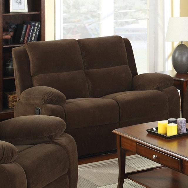 Sofá biplaza reclinable Havens marrón oscuro con 2 asientos reclinables