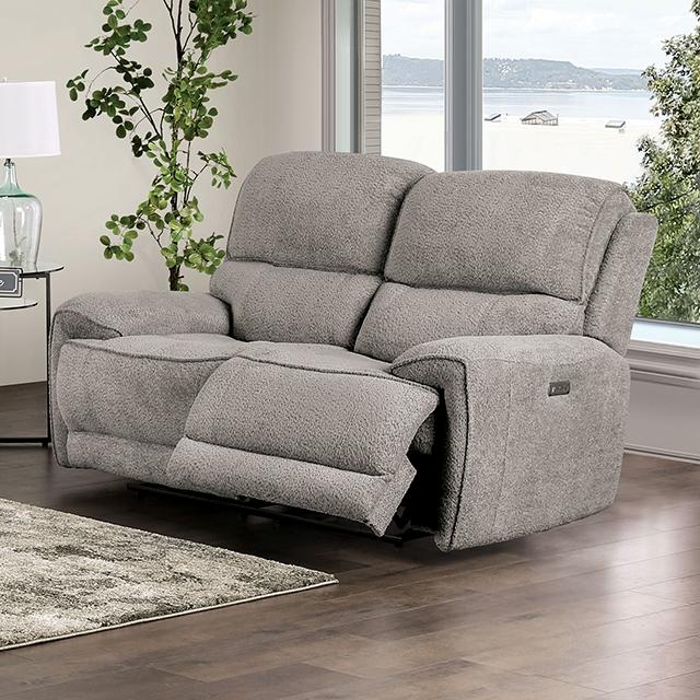 Sofá biplaza reclinable eléctrico MORCOTE, gris claro