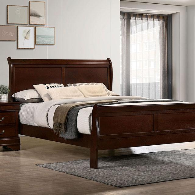 Cama Louis Philippe Matrimonial, Individual, Matrimonial y King Negra, Gris, Marrón y Blanca