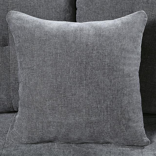 LYNDA Sofá de dos plazas con cojines, gris oscuro