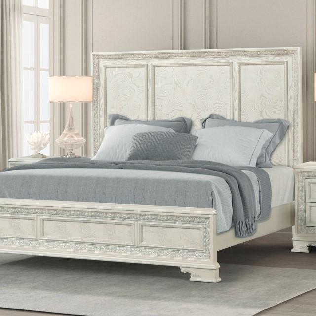 Juego de dormitorio queen Stella Mia de 4 o 5 piezas, blanco