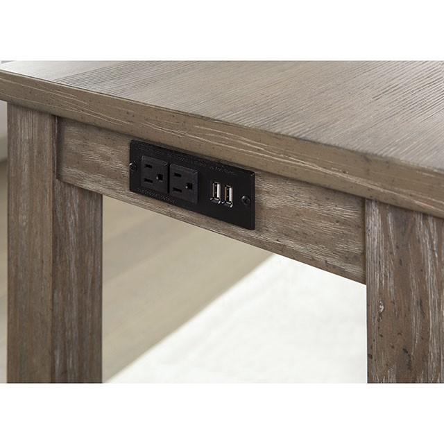 CAERLEON Juego de mesa alta de 4 piezas, gris cepillado con alambre