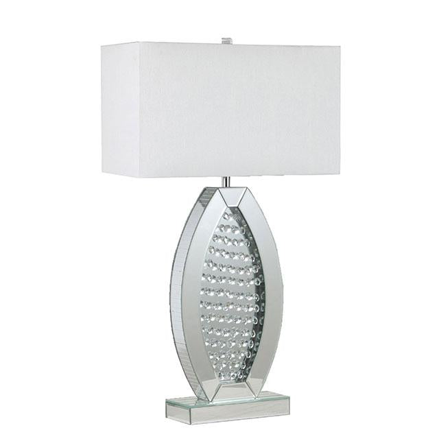 Lámpara de mesa MYDA, plata/blanco