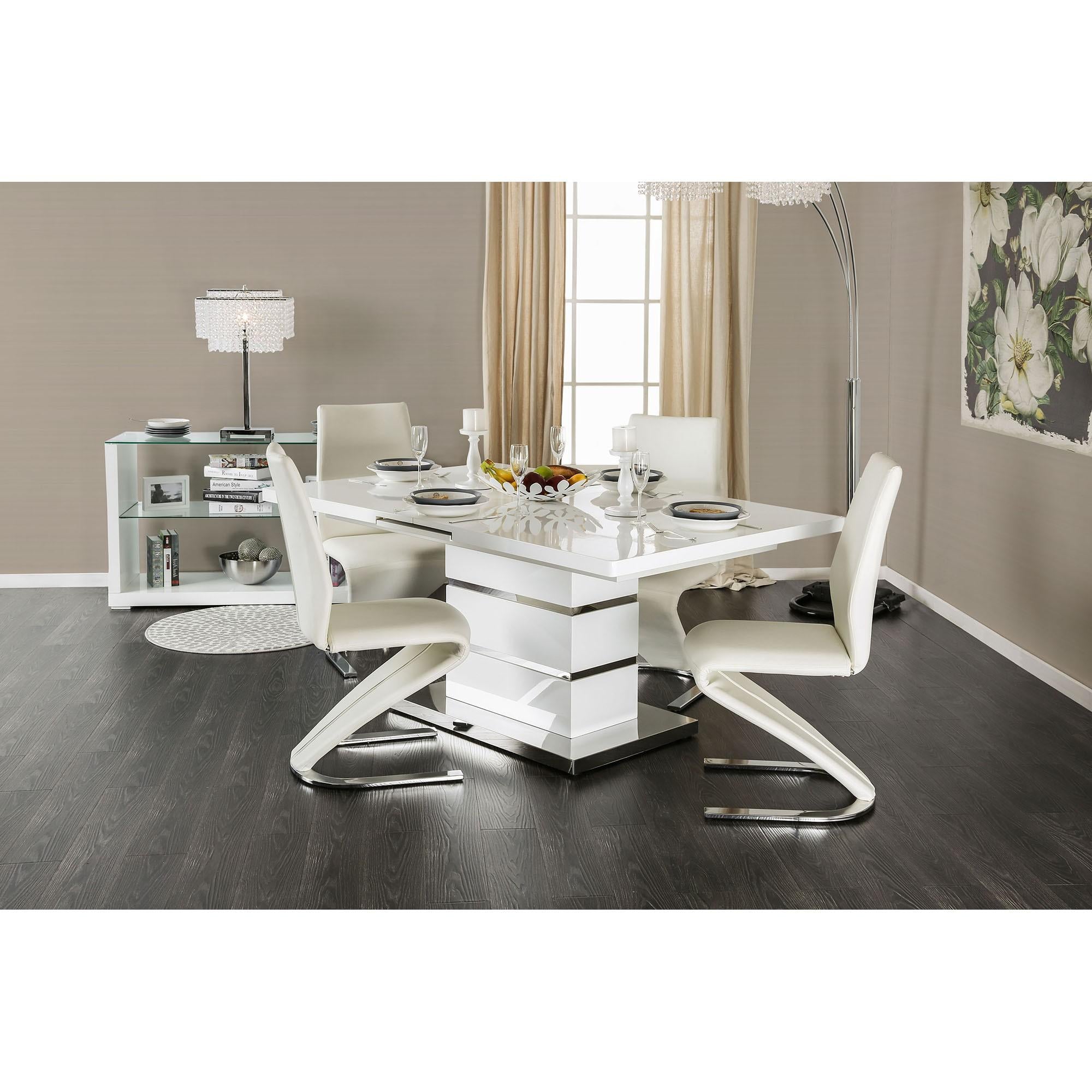 Mesa de comedor Midvale blanca/cromada