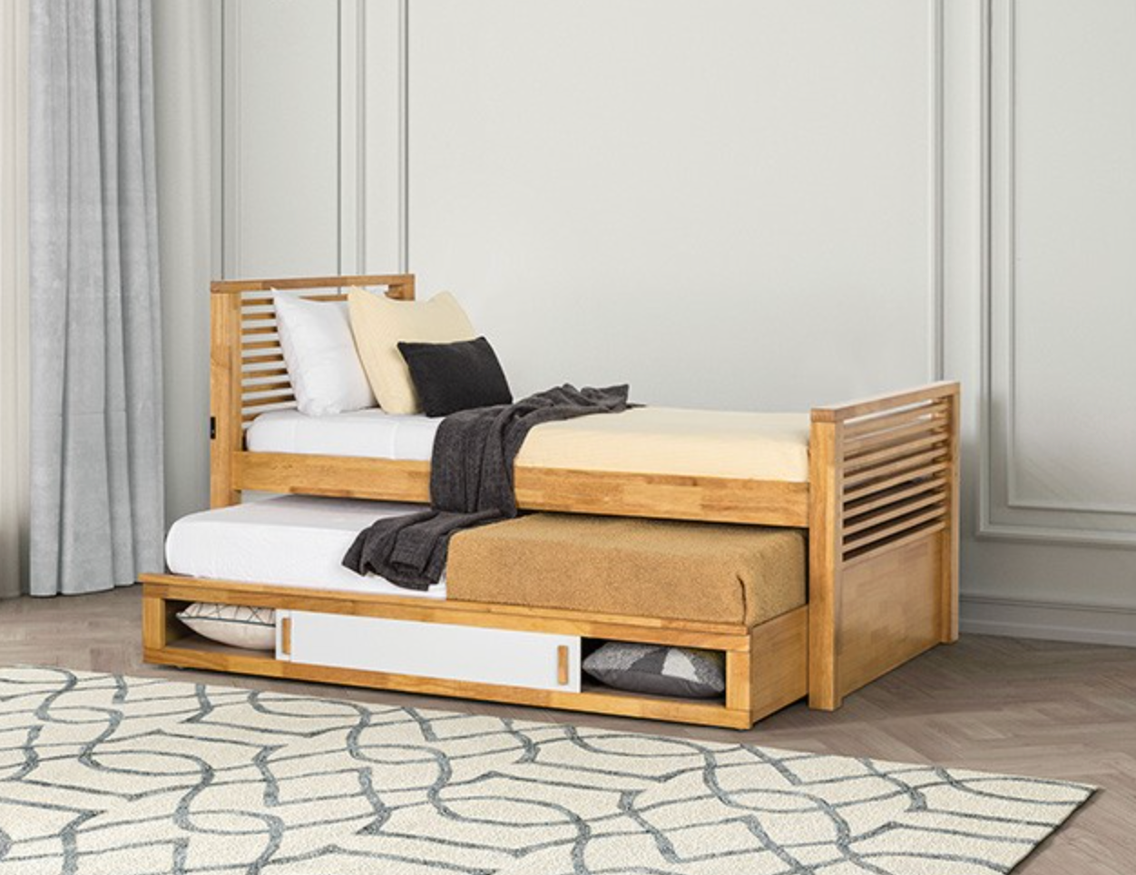 Cama Matrimonial Dayville Captain - Roble Claro