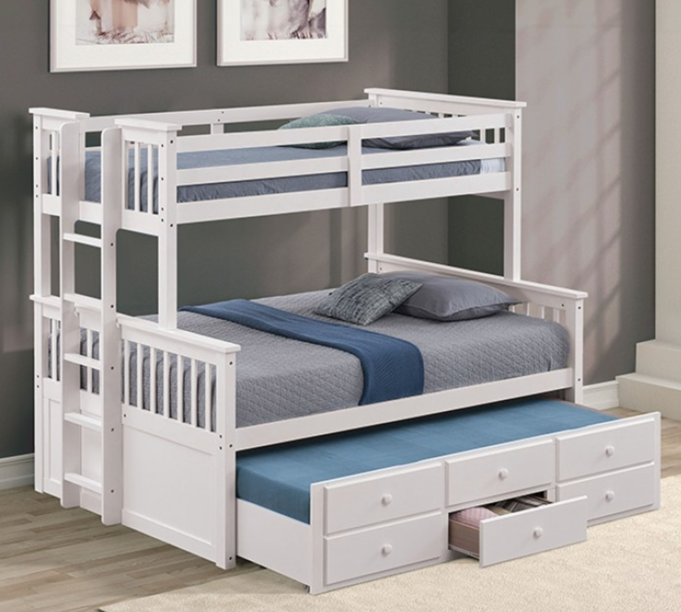 University Twin Over Full Bunk Bed - White