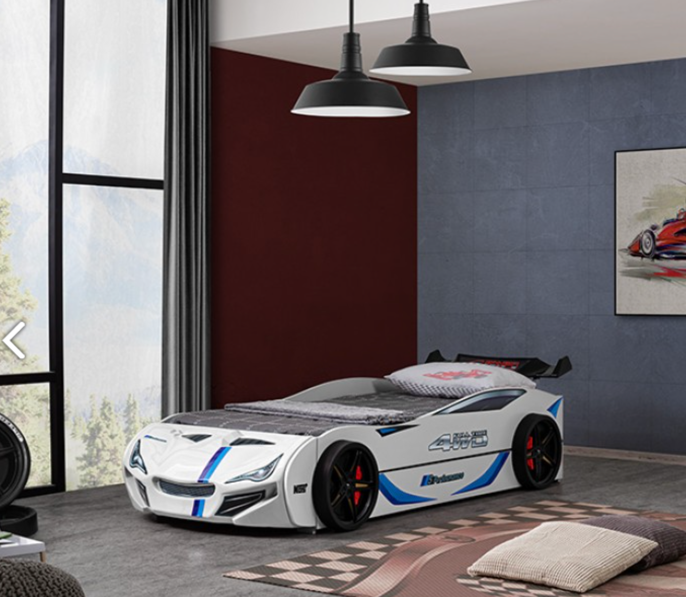 Tracklite Kids Car Bed - White