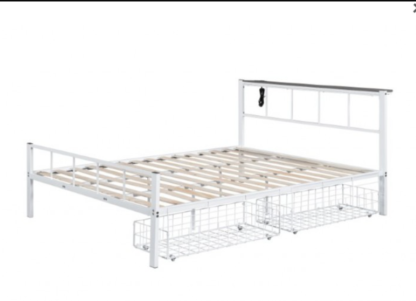 Cama de metal Nicoli Queen - Blanco