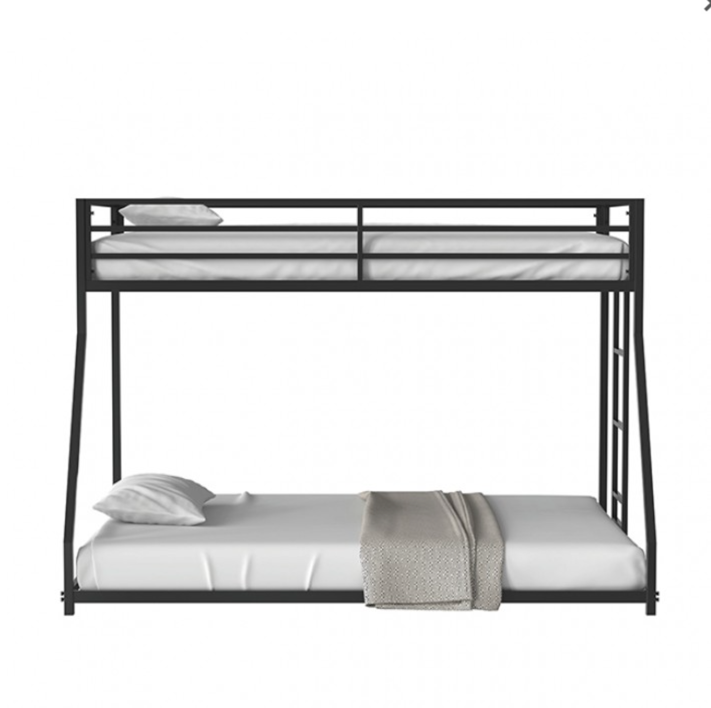 Litera Rothwell de dos pisos, con cama de tamaño Twin arriba y Full abajo - Negro