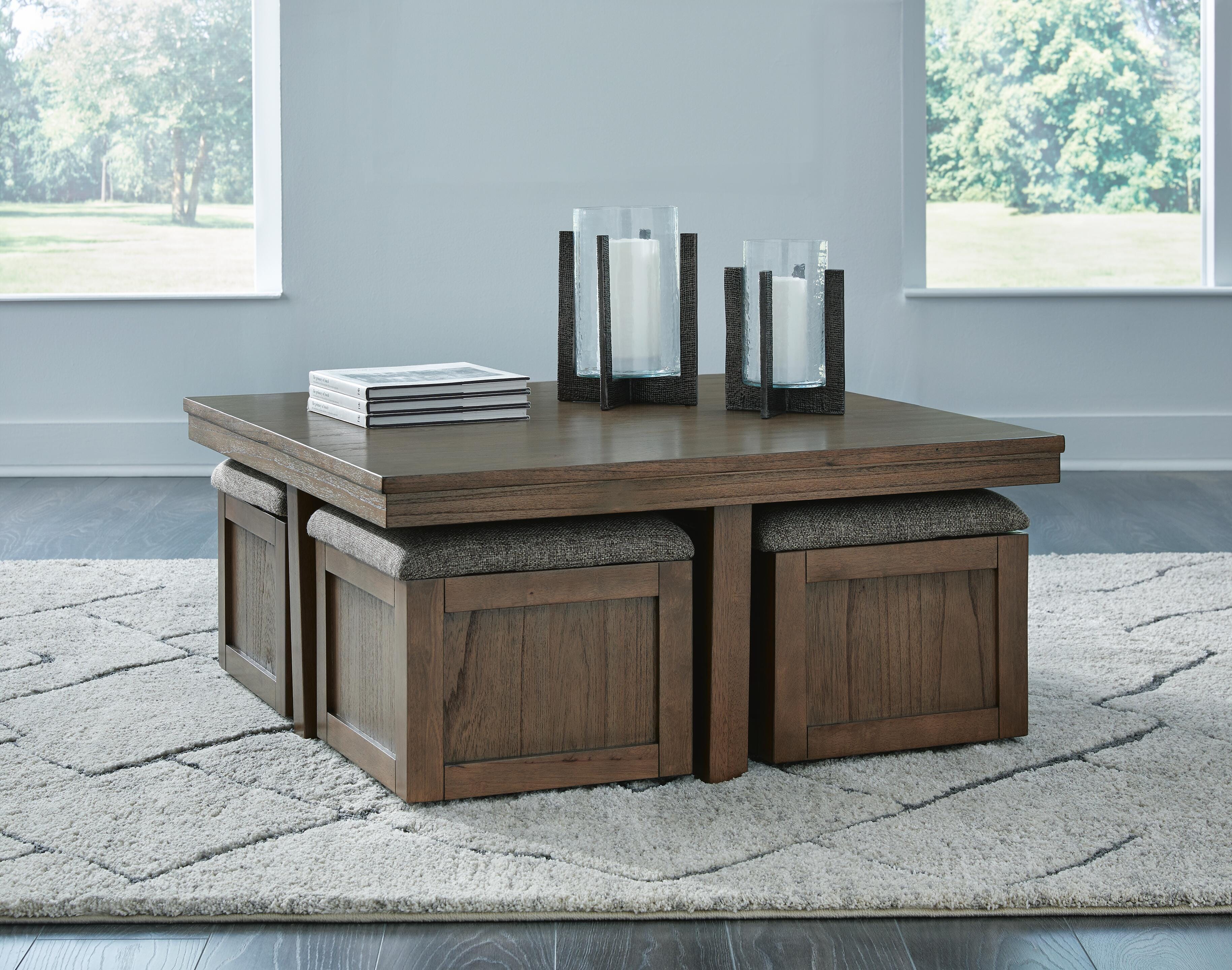 Mesa de centro Boardernest con 4 taburetes
