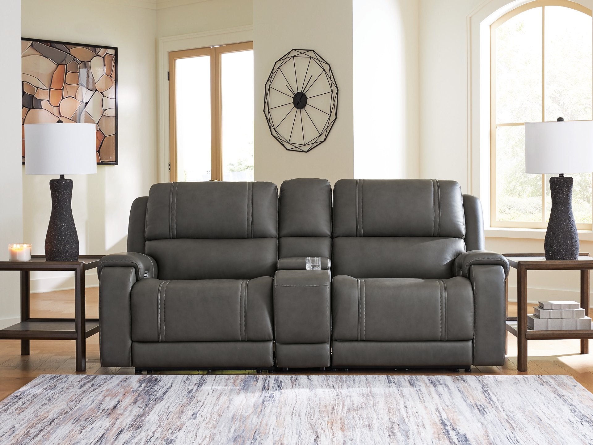 5Z - Sofá seccional reclinable eléctrico Pittson con consola