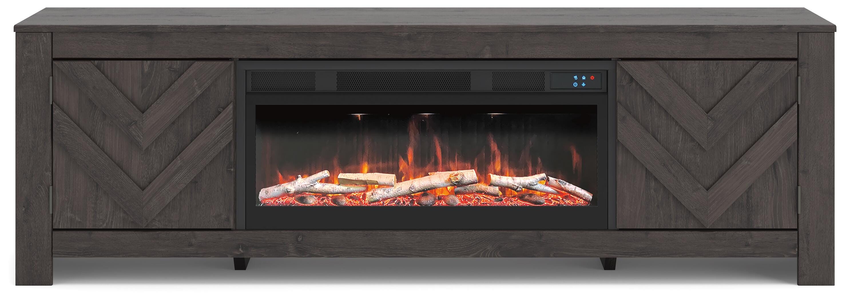 Mueble de TV con chimenea eléctrica Cayboni de 71"